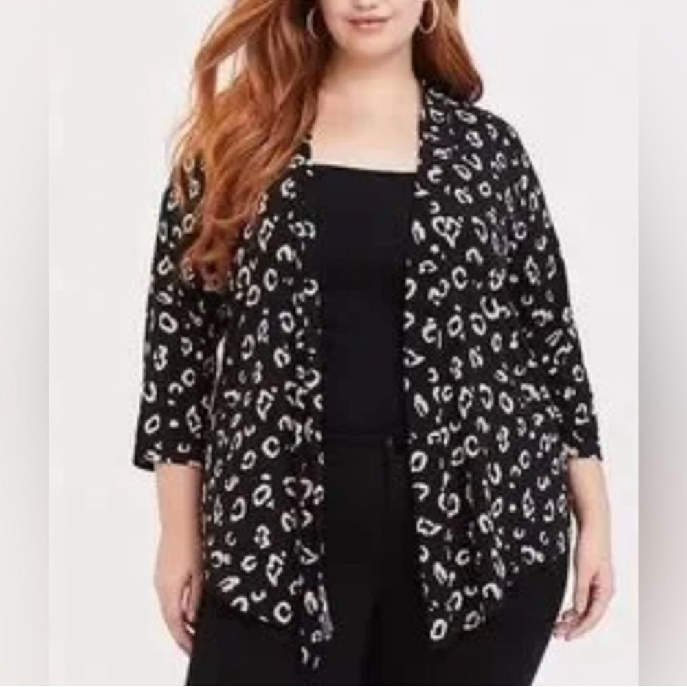 Torrid Cheetah Print Open Front Wrinkle Resistant Cardigan, Size 1X (14/16)
